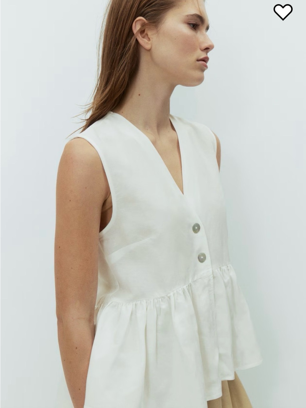 H&M Sleeveless V-Neck Peplum Top in Ivory